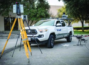 Halff Geospatial service truck with gear