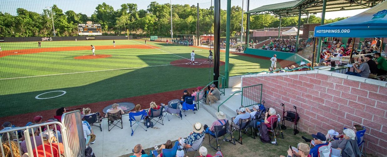 crowd watching baseball game at Hot Springs Majestic Park