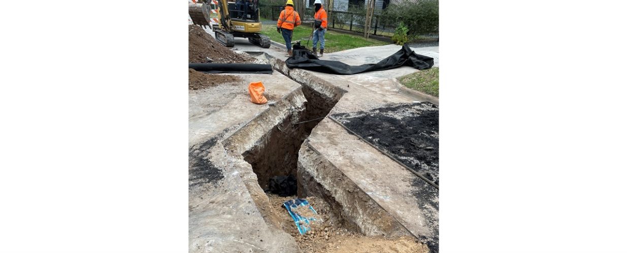 water main rupture repair at Canterbury Mildred